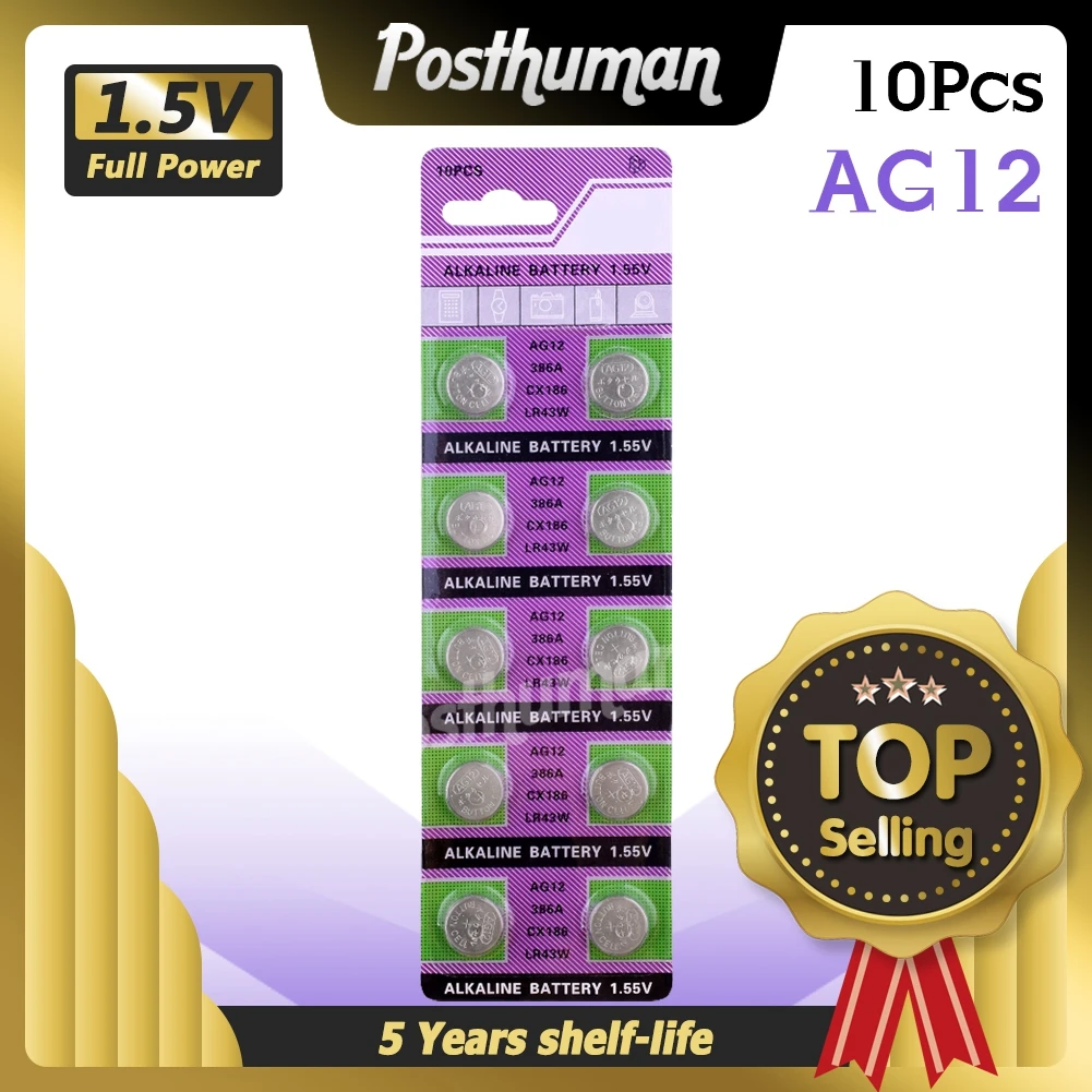 Аккумуляторы POSTHUMAN AG12 1 55 в щелочные часы 10 шт. LR43 SR43 260 386 распродажа акция|Часовые