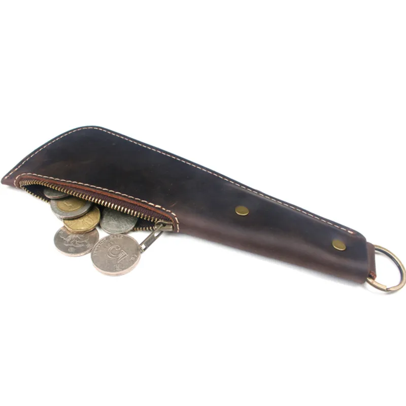 Кожаный кошелек LEACOOL из натуральной кожи для мелочи Бостонская ракетка гриен