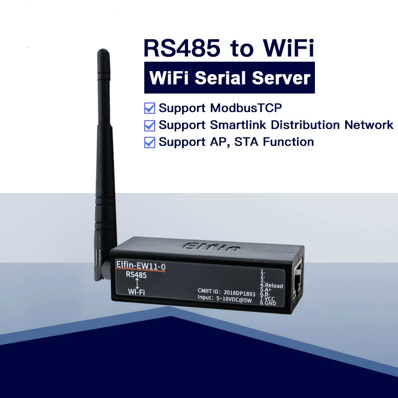 CE FCC Smallest Elfin-EW11/Elfin-EW11-0 Wireless Networking Devices Modbus TPC IP Function RJ45 RS485 to WIFI Serial Server | Компьютеры и