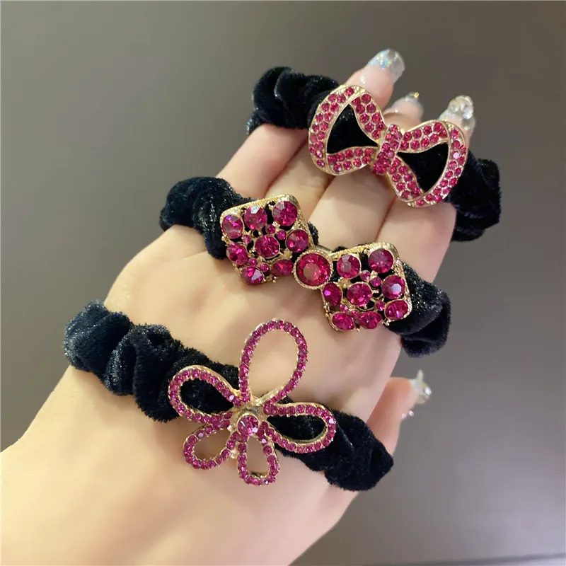 

INS Fashion Стразы фланелевая резинка для волос с шариками резинка для волос женская резинка для волос с пятью лепестками цветов темпераментная ...