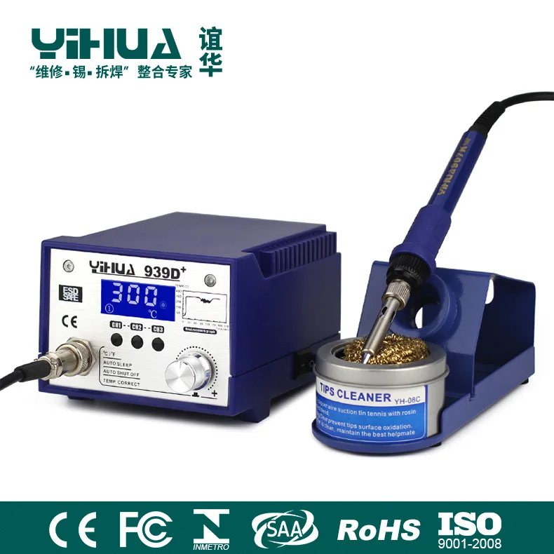 YIHUA 939D+ паяльная станция s Высокая мощность термостат умная паяльная станция 75 Вт Регулируемая температура 110 В 220 В паяльная станция