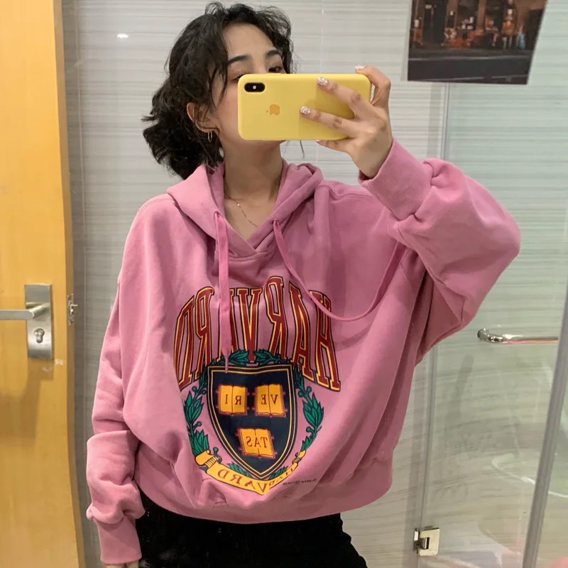 

Fashion Short Letter Printed Hoodies Long Sleeve cec ins Women Girls Casula Hooded Pullovers Loose Sweatshirts Femme Tops T1709