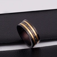 double colortone black gold stainless steel jewelry ring mens ring in high quality
