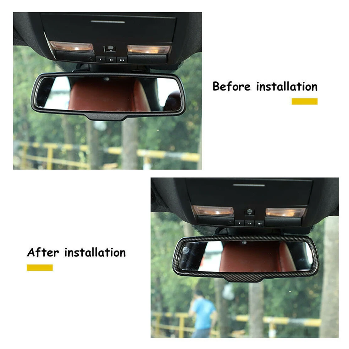 

Carbon Fiber Style Black Interior Inner Rearview Mirror Cover Trim Bezel Frame Fit for Dodge Challenger 2015-2020