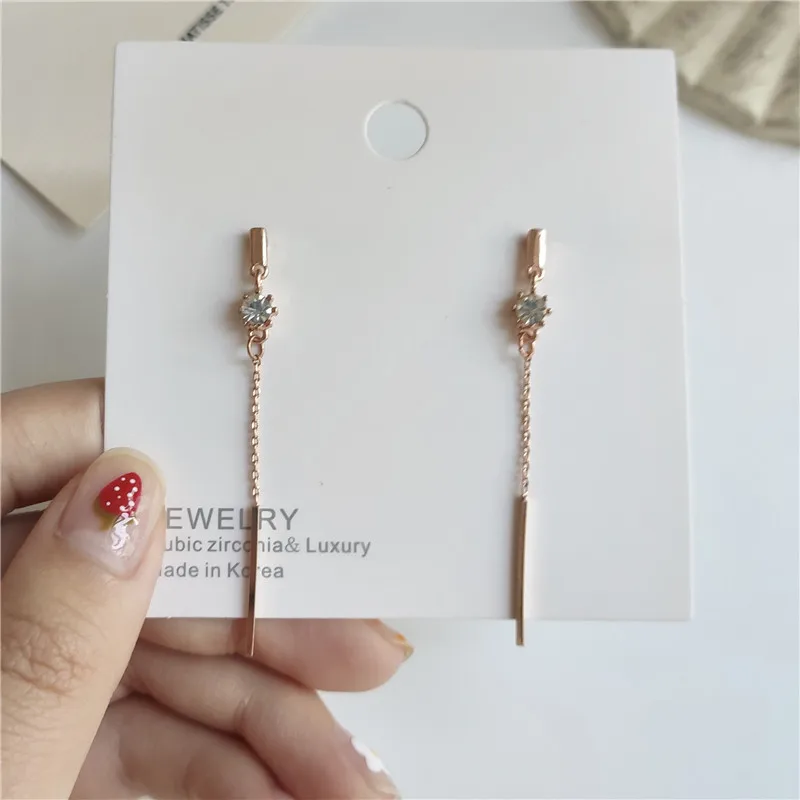 S925 Серебряная игла Корейская Драма звезда со словом длинные серьги с простой