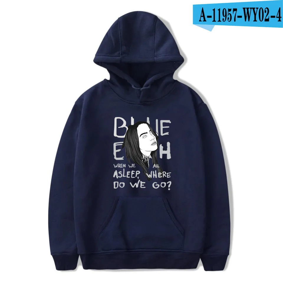 Худи Billie Eilish, забавная Толстовка KPOP, пуловер с капюшоном для женщин и мужчин, худи большого размера, уличная толстовка, одежда в стиле хип-хоп - Цвет: 004