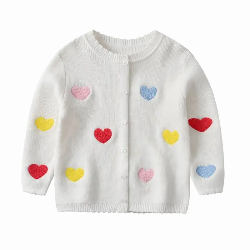 

27kids Toddlers Baby Knitted Cardigans Sweater Girls Winter Clothes Children's Jumpers Tops Lovely Heart Pullovers Coat 2-7years