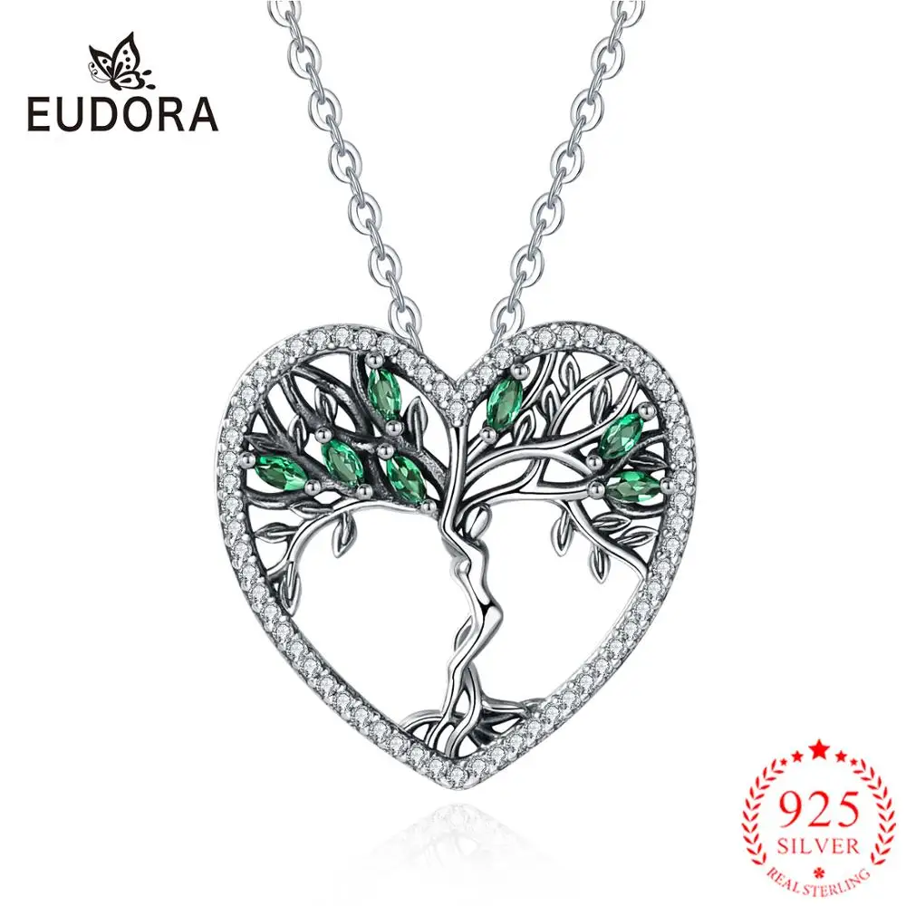 Ожерелье Eudora из стерлингового серебра 925 пробы с зеленым кубическим цирконием