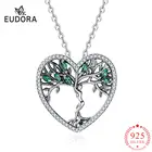 Ожерелье Eudora из стерлингового серебра 925 пробы с зеленым кубическим цирконием, кристальная подвеска, Женские Ювелирные изделия с красивой коробкой, подарок для любимого на Рождество D497