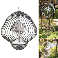 2021 beating wind spinner heart square drop shape 3d metal angel wind chimes garden balcony mirror rotating decorative pendant
