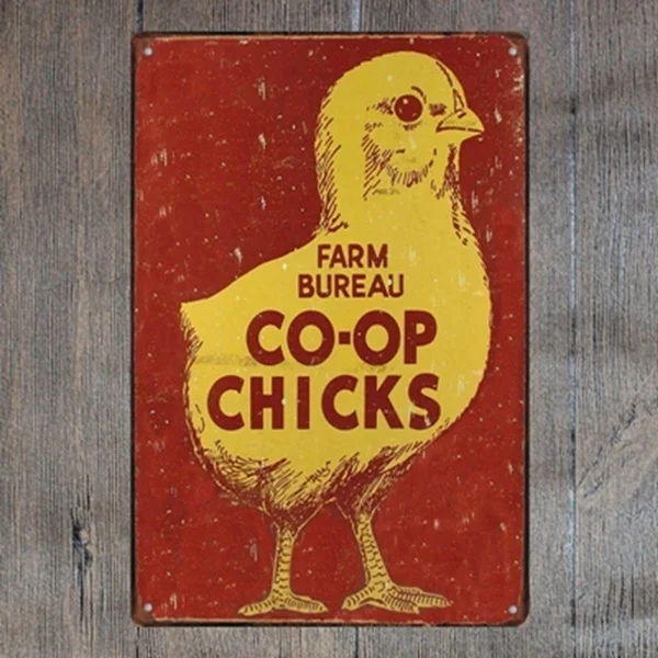 

FARM BUREAU CO-OP CHICKS Vintage Tin Signs Craft Tin Sign Retro Metal Painting Antique Iron Pos