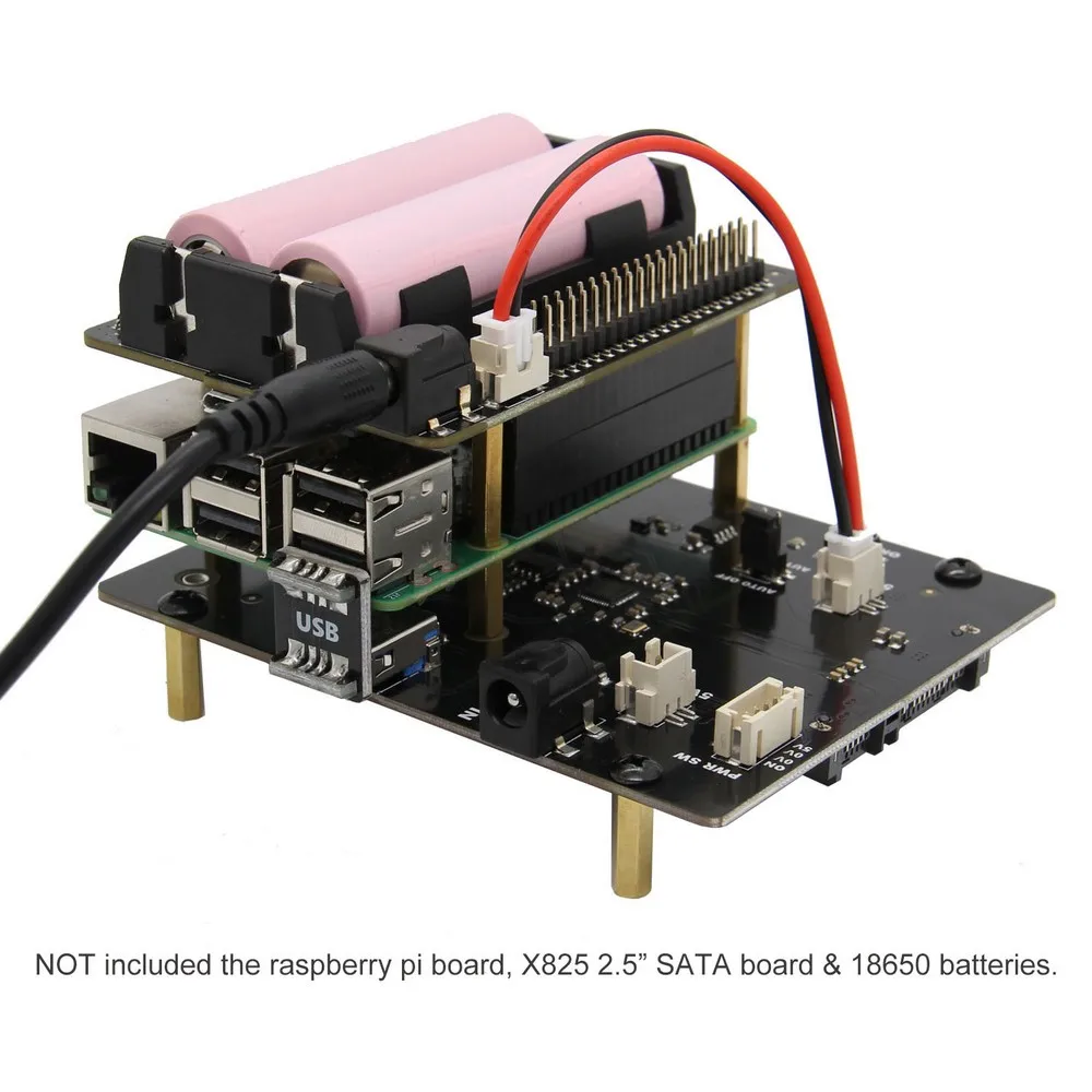 Raspberry Pi X725 UPS HAT(18650 мощность)+ безопасное выключение+ включение локальной сети+ плата расширения управления питанием RTC для Raspberry Pi 3 B+/3B