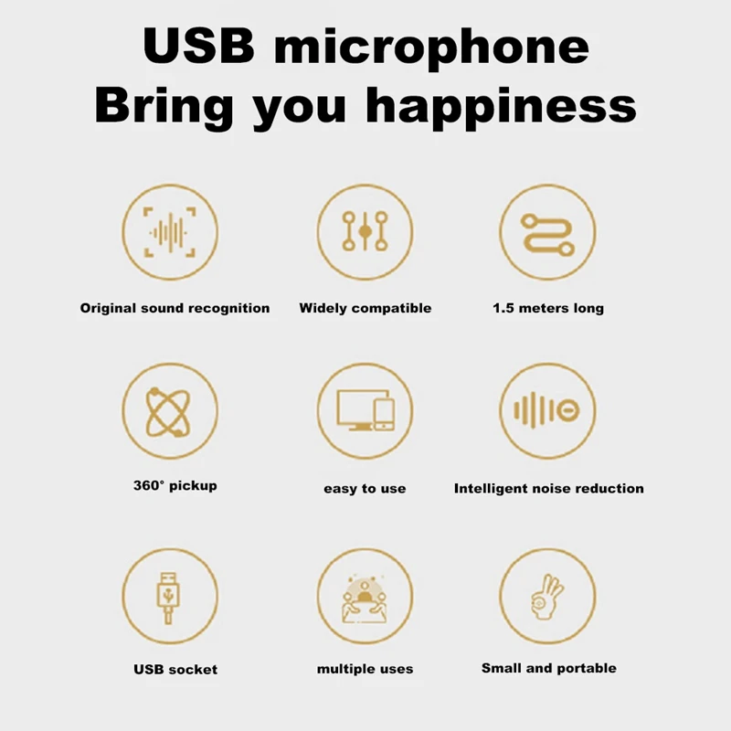 

Microphone, Mini Portable Condenser Microphone USB Microphone Suitable for Pc, Notebook, Tablet