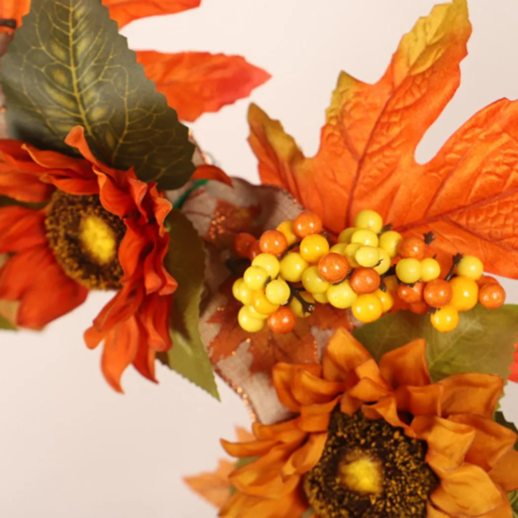

Halloween Wreath Artificial Maple Leaf Pumpkin Wreath Halloween Door Decoration Thanksgiving Autumn Wreath Decoration