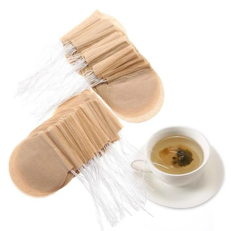 

100 Pcs Round Tea Bag Teabags Empty Scented Tea Bags Filter Infuser with String Heal Seal Paper Teabags for Herb Loose Tea