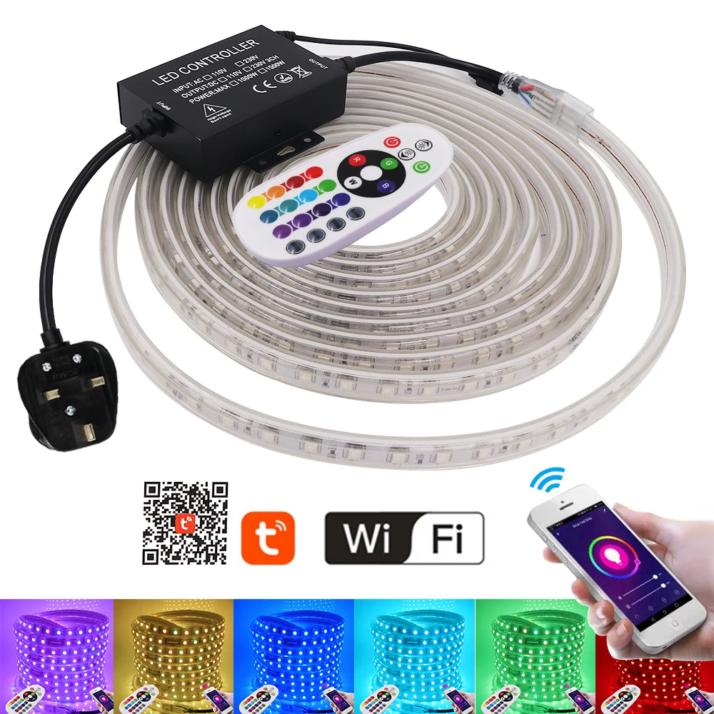 Светодиодная ленсветильник 110 В 220 5050 Wi-Fi RGB 1500 Вт пульт дистанционного управления