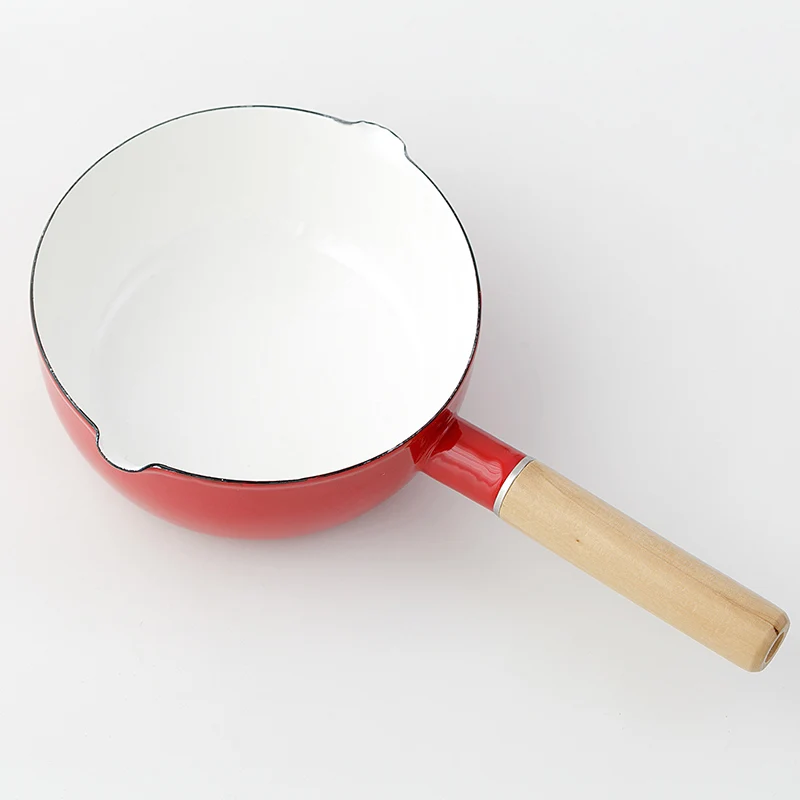 Толстая эмалированная кастрюля для молока с одной ручкой супа детского питания