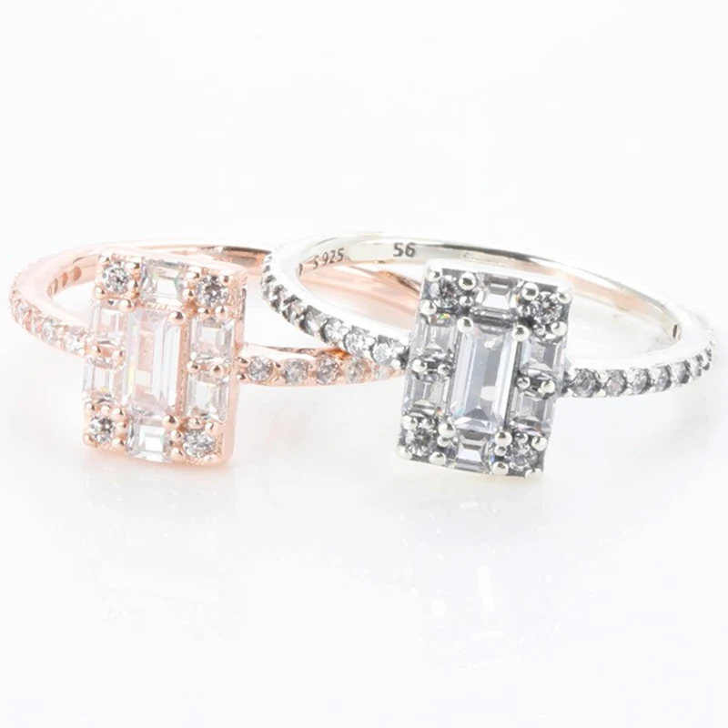 

Original 925 Sterling Silver Pan Ring Creative Rose Gold Crystal Icicle Ring For Women Wedding Party Gift Fashion Jewelry