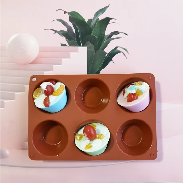 6-Cup Silicone Muffin Pan Non-Stick Cake Molds Baking Pan for Cupcake Tarts Egg Bites Regular Size Silicone Mould tool 6 cavitie 2