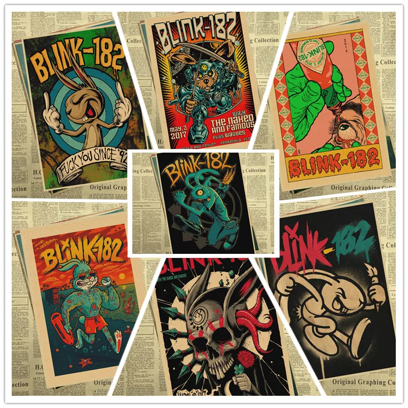 Blink 182 постеры из крафт бумаги с музыкой рок группы настенные для дома и бара