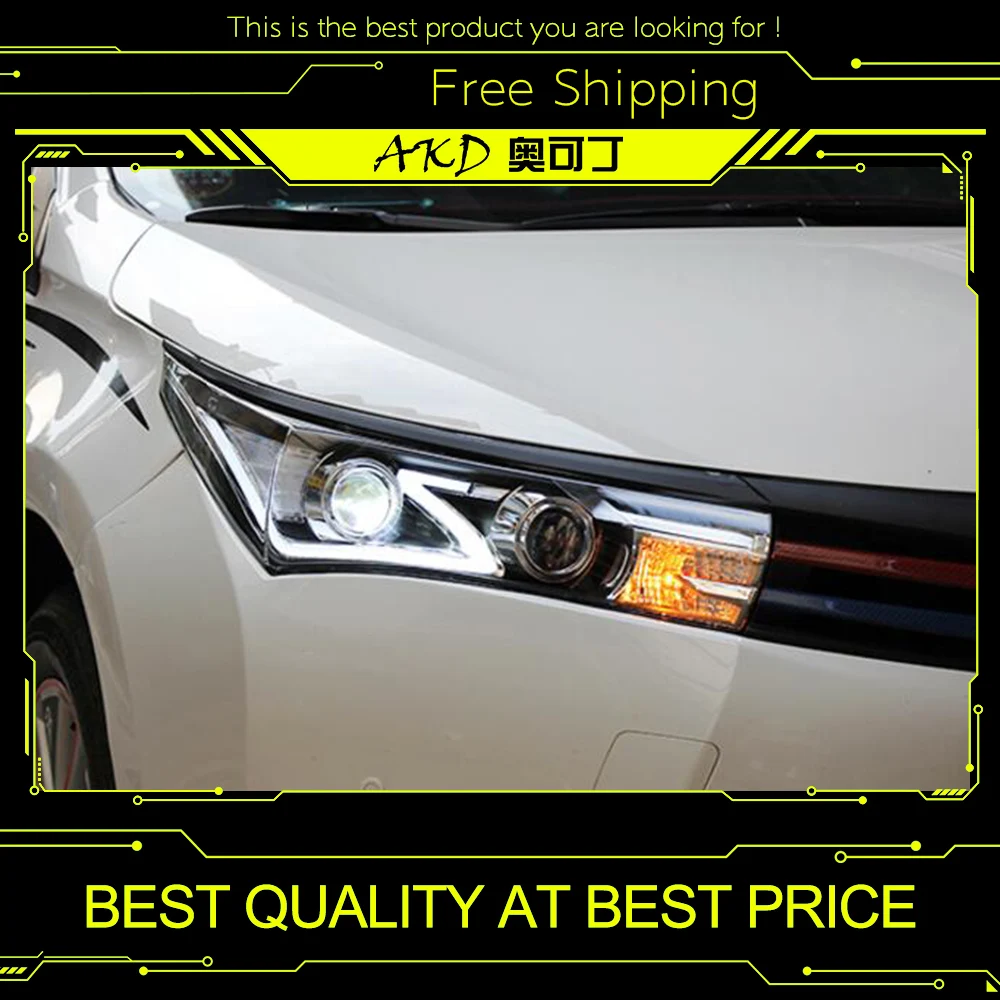 AKD автомобильный Стайлинг фары для Toyota Corolla 2014-2015 Altis СВЕТОДИОДНЫЙ DRL биксеноновый