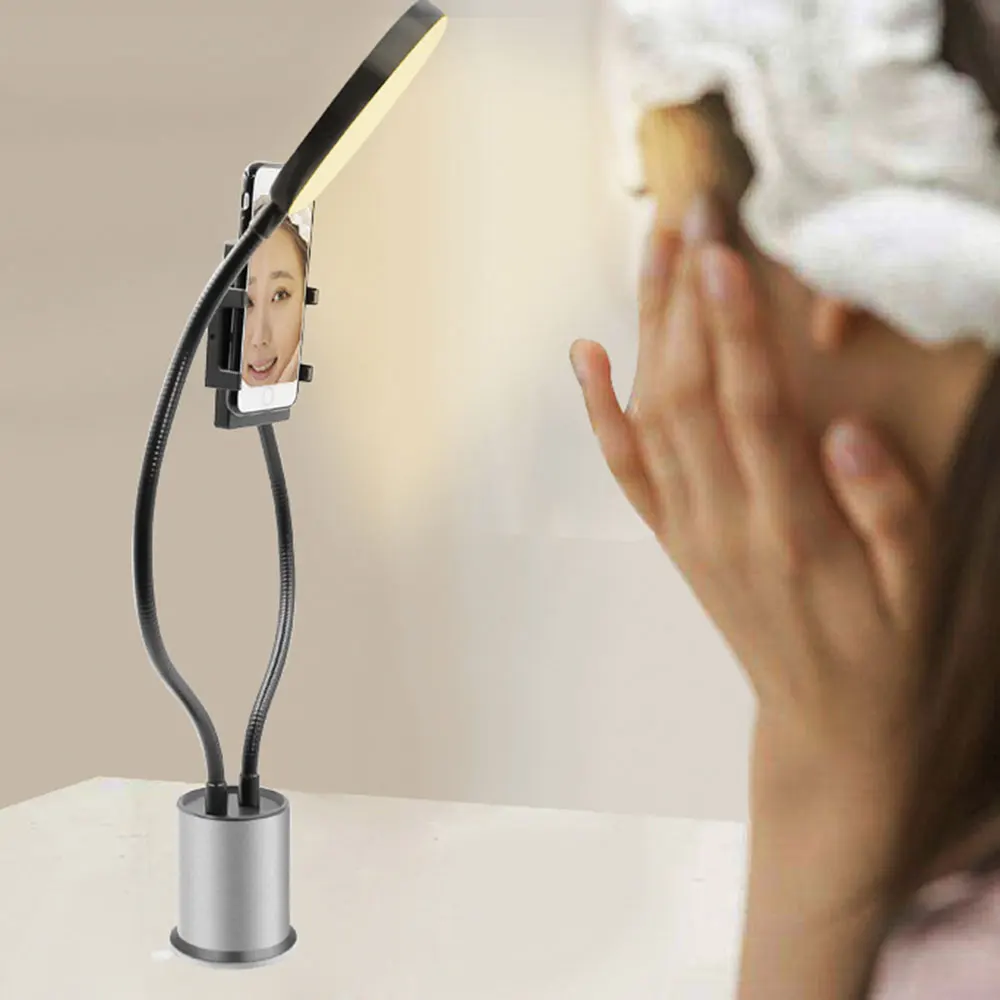 

Adjustable Fill Light Live Phone Holder Bracket USB Charging Self-timer Stand for iphone x xs max 8 Samsung LG Sony Huawei OPPO
