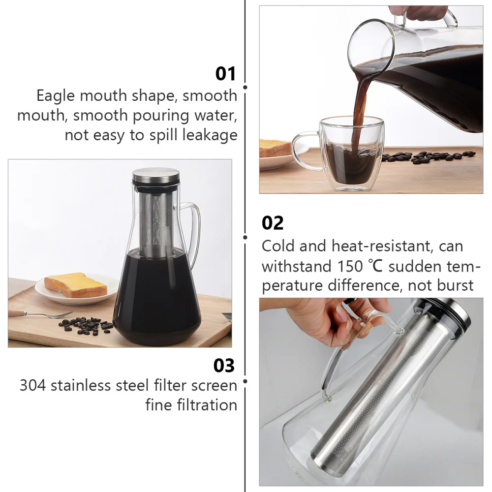 

1pc Home Coffee Maker Office Coffee Machine 1600ML Cold Brew Drip Coffee Pot