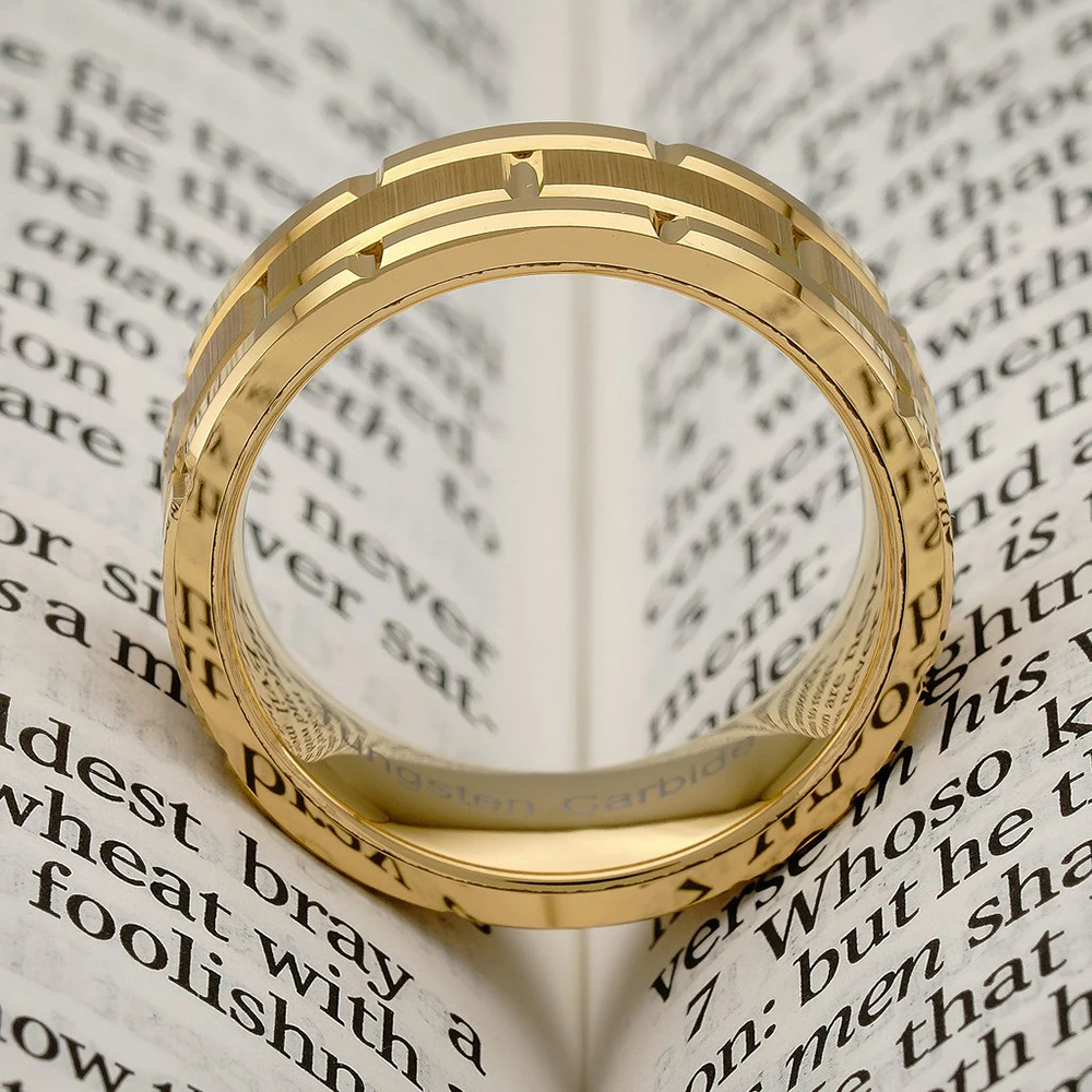I &amp FDLK 8 мм Модные мужские кольца из карбида вольфрама 18K позолоченные матовые