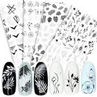 1 лист, наклейки для ногтей с черными цветами