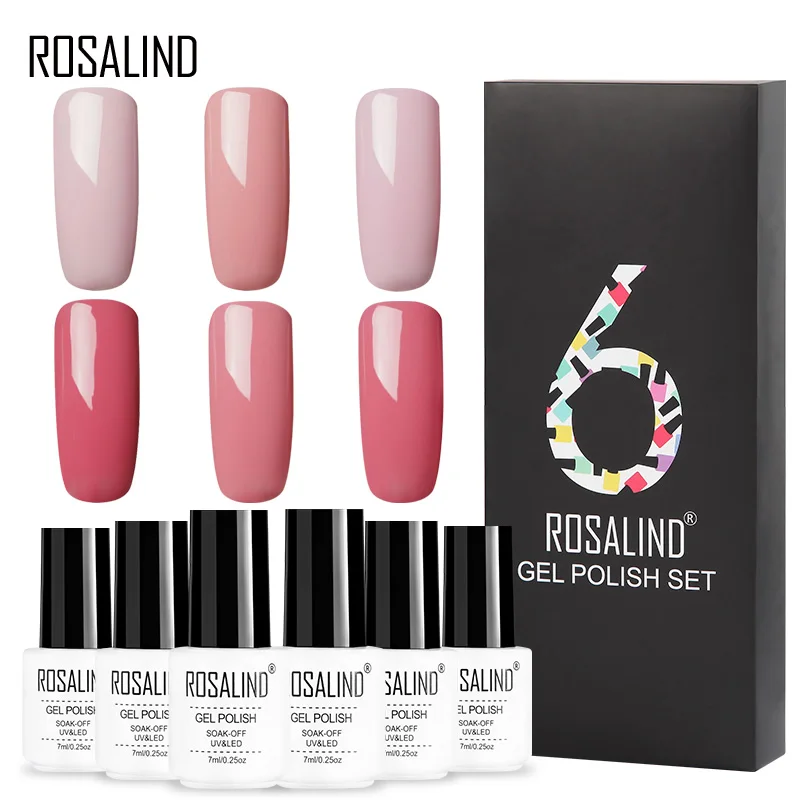 Гель лак ROSALIND для дизайна ногтей 6 шт./лот полуперманентный верхний слой УФ