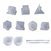 11 pcsset 3d dice shape silicone mould jewelry crystal epoxy resin molds board game dice set making tool