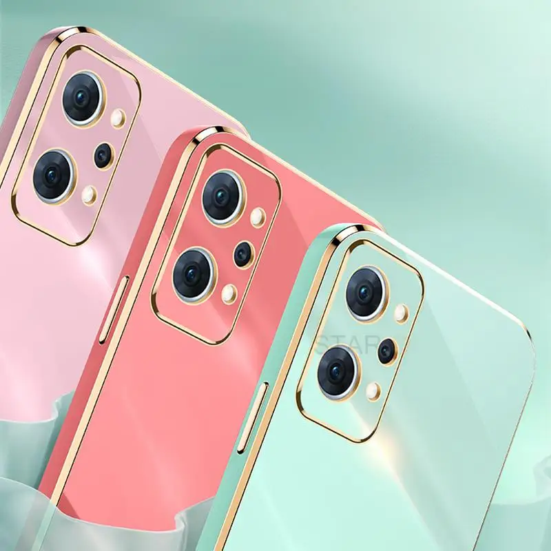 plating square ring holder phone case on for oppo realme gt neo 2 neo2 5g flash master edition luxury silicone stand back cover free global shipping