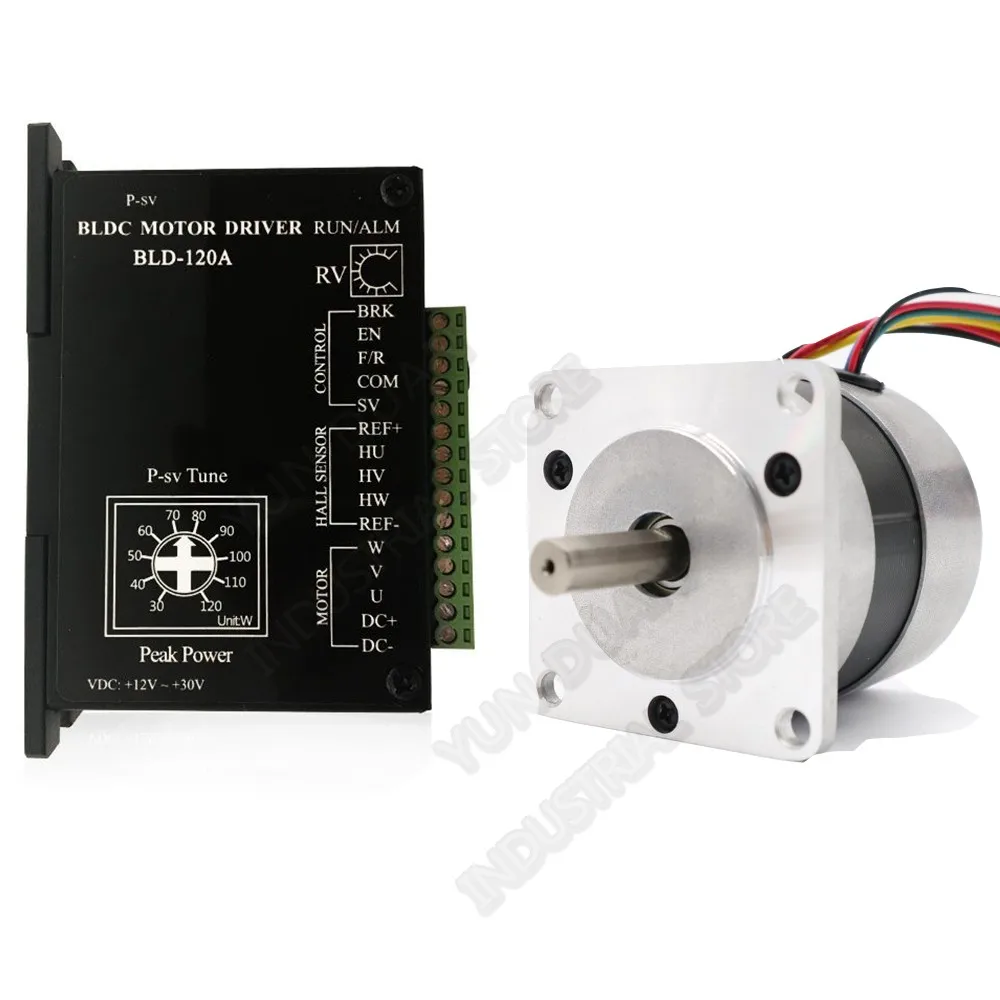 Набор бесщеточных двигателей 69W Nema23 24V DC BLDC 57mm 0.22Nm 31 5 Oz in Hall Drive 8A 57 Регулируемая