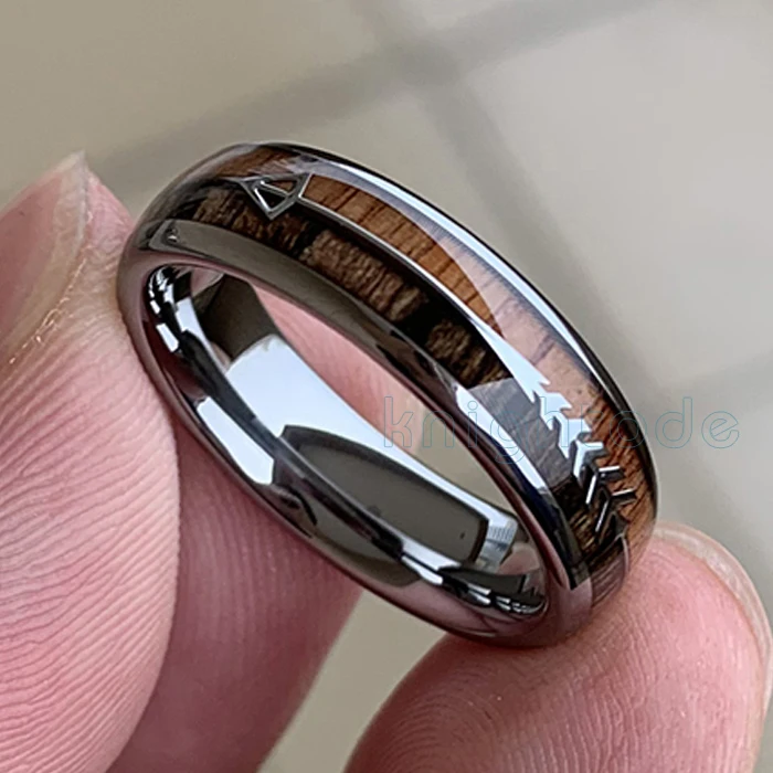 6mm silver 8/6 мм Мода розовое золото Вольфрам карбида деревянные кольца Для женщин Для мужчин классический Серебряный Обручение Band и Сталь стрелка инкрустация черный Стиль - Цвет основного камня: 6mm silver