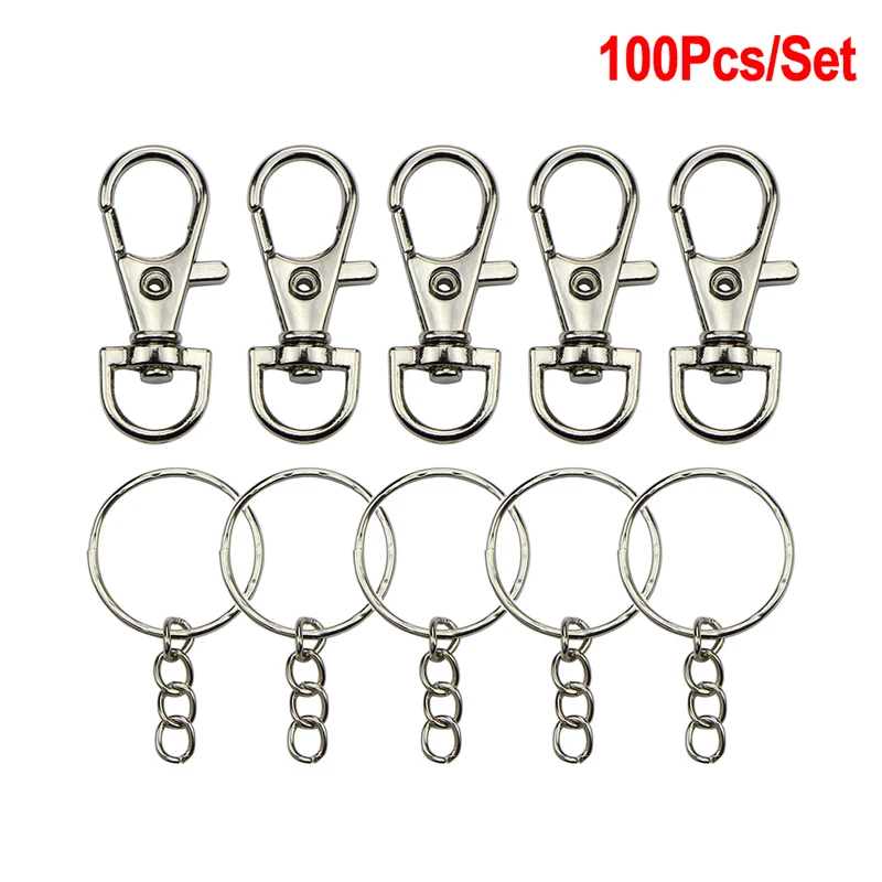 100pcs Metal Swivel Clasp Key Ring Lobster Claw Hook Keychain DIY Making Jewelry Findings | Украшения и аксессуары