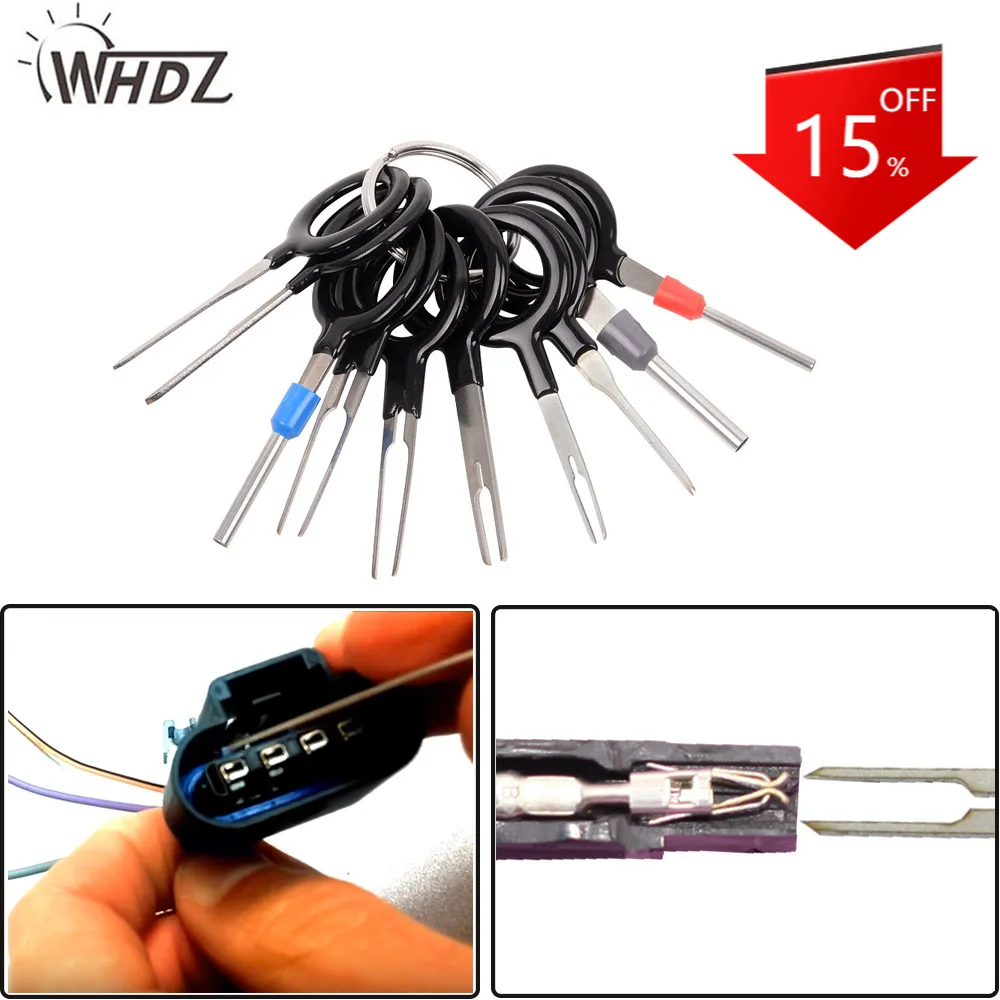 

WHDZ 11Pcs/set Terminal Removal Tools Car Electrical Wiring Crimp Connector Pin Extractor Kit for Car Plug Repair Tool