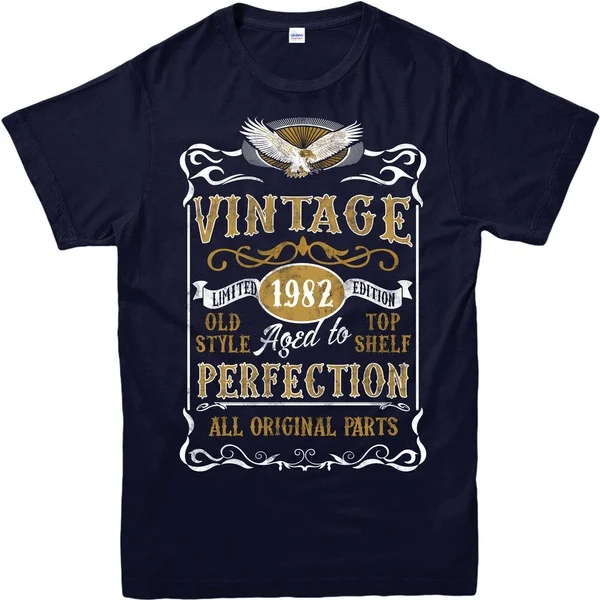 

Personalised Made in 1982 Vintage T-Shirt, Born 1982 Birthday Age Year Gift Top