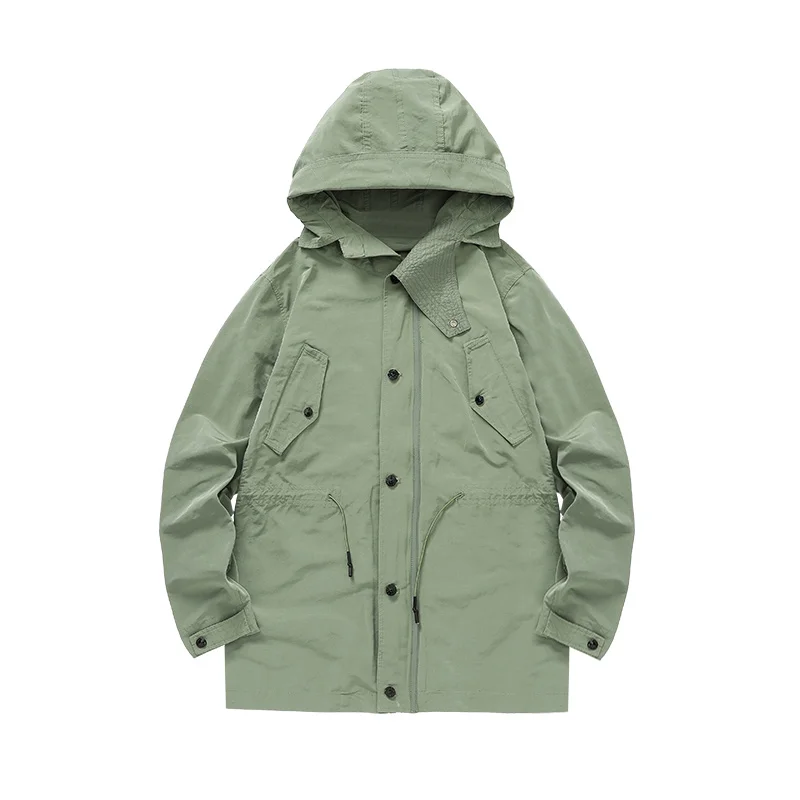 

CPTOPSTONEY COMPANY Spring and autumn Mid length jacket fashion brand high quality windbreaker Solid color Street work jacket