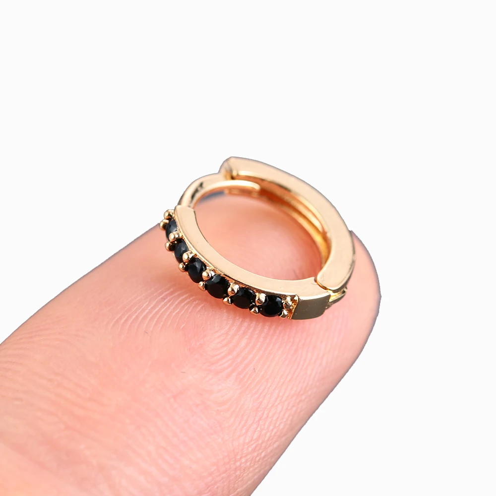 Серьги-гвоздики унисекс из циркония золотистые синие 8 мм спиральный для хряща |