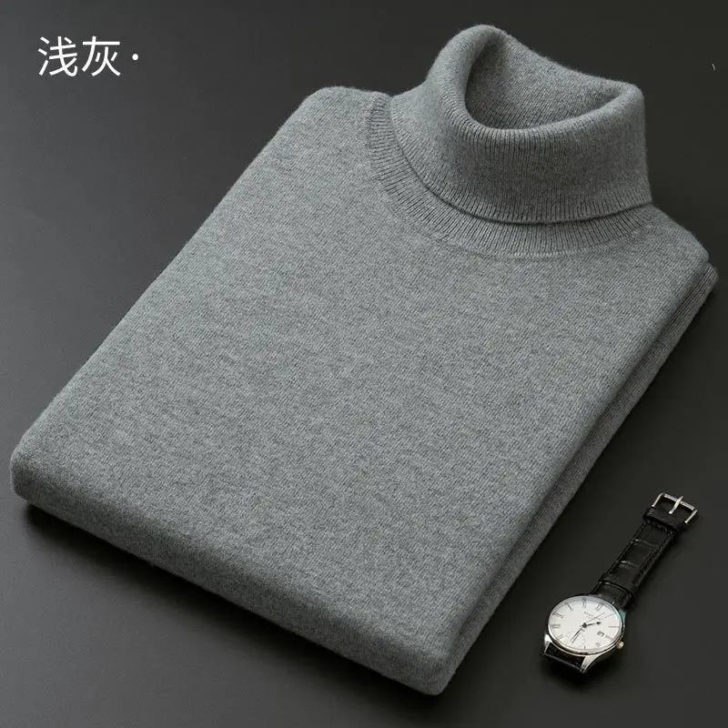 cashmere and cotton blend turtleneck mens pullover 2021 autumn and winter soft and warm bottoming pullover knitted sweater free global shipping