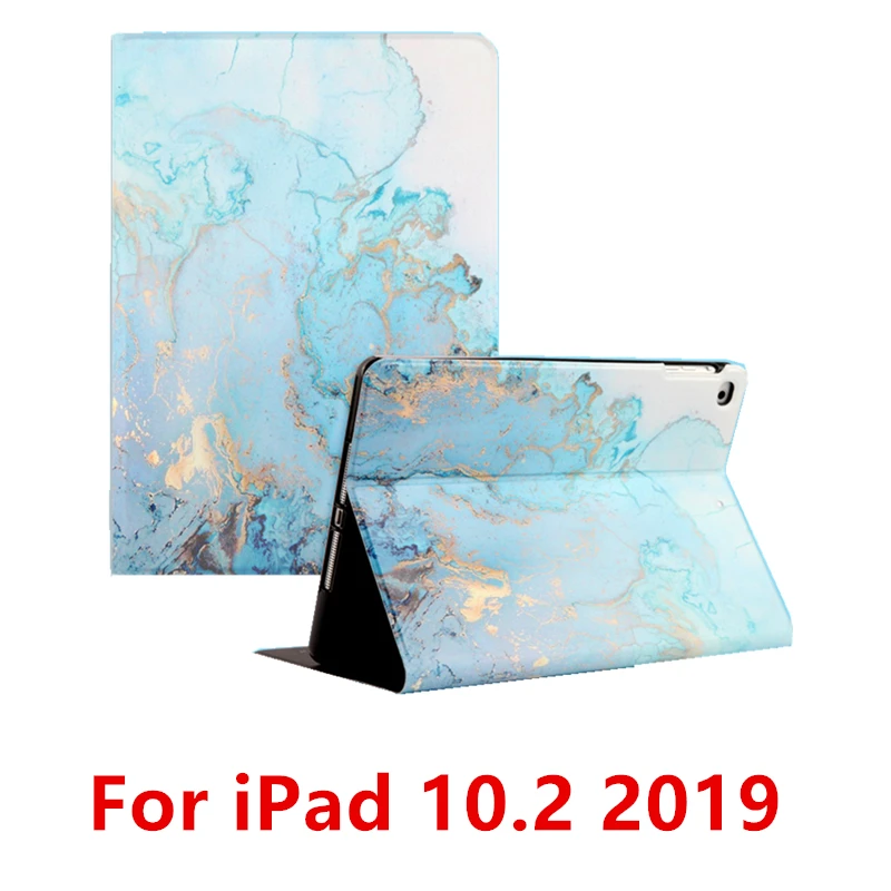 Мрамор чехол для iPad 10,2 из искусственной кожи чехол-подставка чехол для iPad 9,7 воздуха 2/1 Air 10,5 мини 1/2/3/4 с автоматическим включением и отключением экрана - Цвет: Blue 10.2