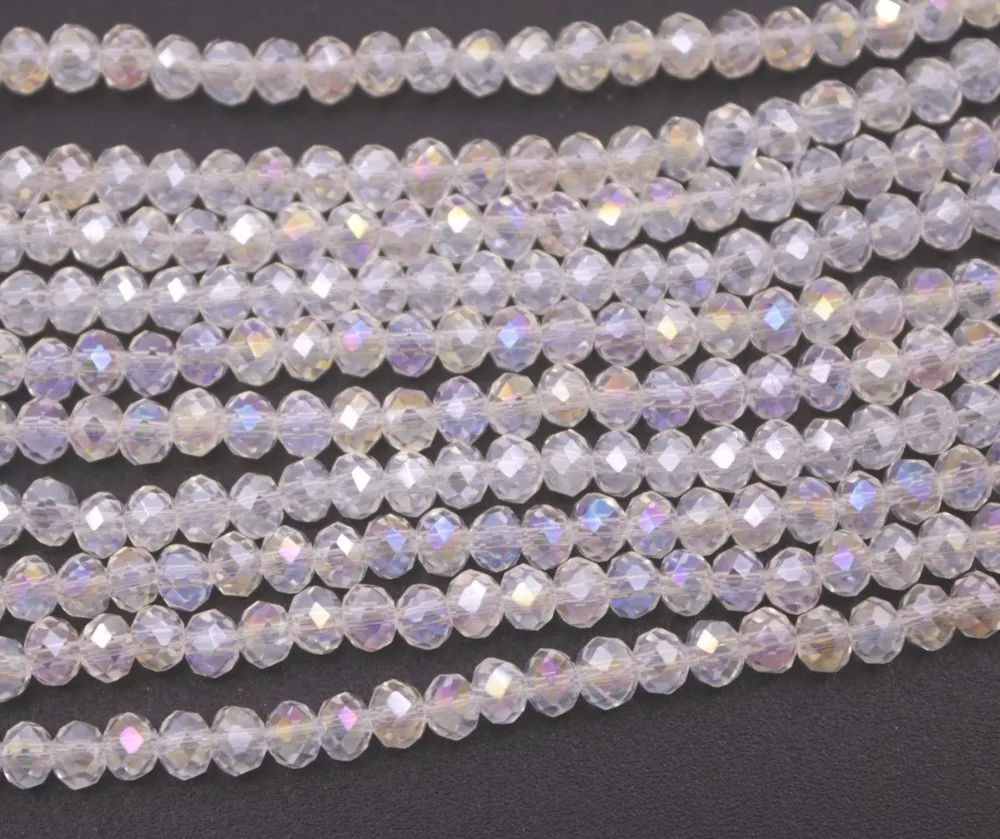 

Bulk 1500PCS 4mm Carved Abacus AB White Clear Czech Glass Crystal Loose Beads Crafts Jewelry Making DIY