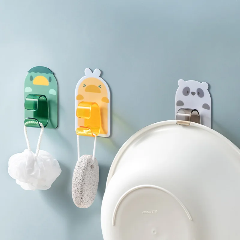 

3pcs/lot Cartoon Seamless Hook Free Punch Bathroom Washbasin Rack Wall Hanging Kitchen Storage Rack Washbasin Rack