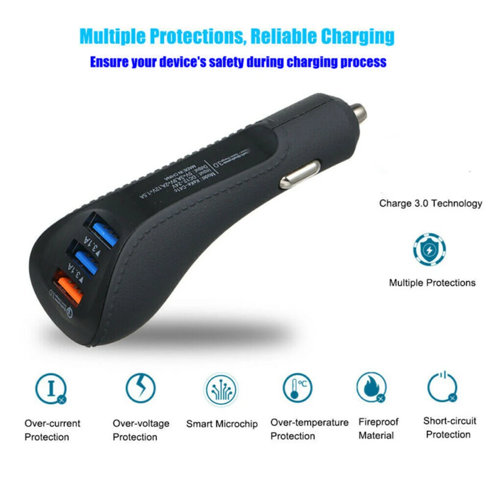 3-Порты и разъёмы Переходник USB для зарядки в машине QC 3 0 Быстрая зарядка iPhone