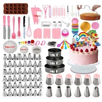 464pcs cake diy kit kitchen decorating supplies reusable pastry bags kit turntable stand baking supply cake decoration nozzle