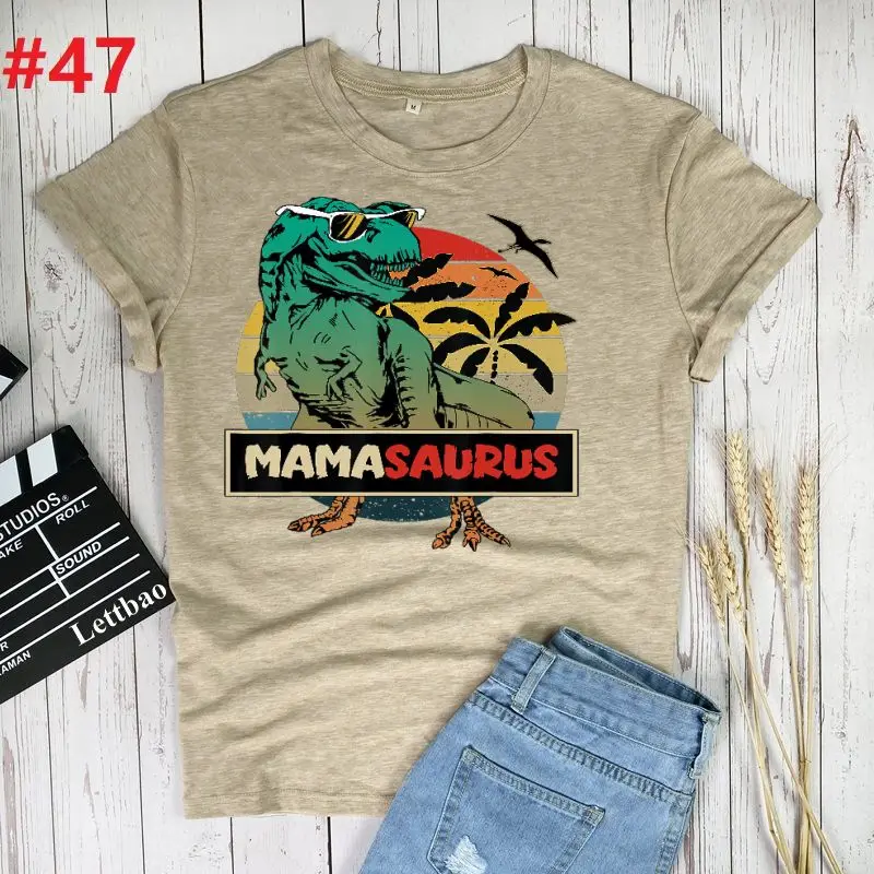 

Mamasaurus T-Rex Dinosaur Mama Summer T Shirt Women Men Short Sleeve Leisure Top Tee Casual Ladies Female Male T Shirts