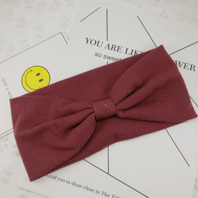 style 2 wine red Зимняя Детская повязка на голову; эластичная лента для волос для девочек; однотонные Детские аксессуары для волос; завязанная детская чалма; Детская повязка на голову - Цвет: style 2 wine red