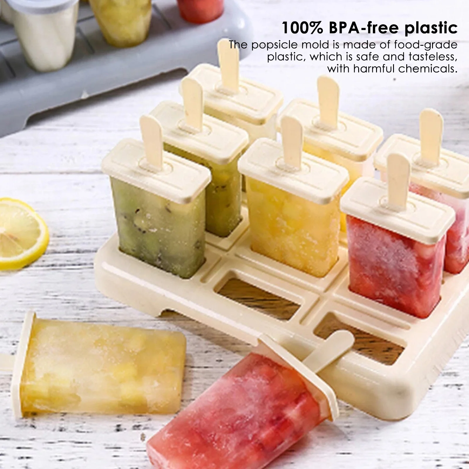 

4 Grids Popsicle Molds Set BPA 9PCS Free Reusable Ice Maker With Standing Tray Sticks Durable DIY Ice Cream Molds 2021 New Shop
