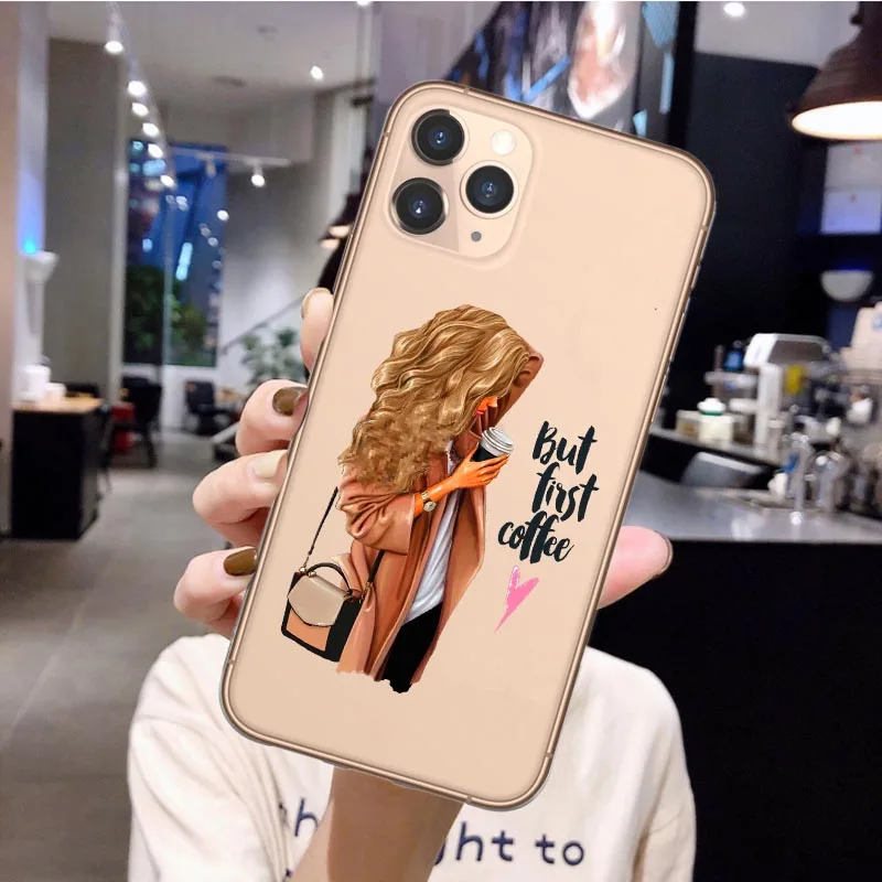 Чехол для iPhone 11 SE 6S 7 8 Plus X XR XS Max силиконовый черный чехол девочек малышей женщин