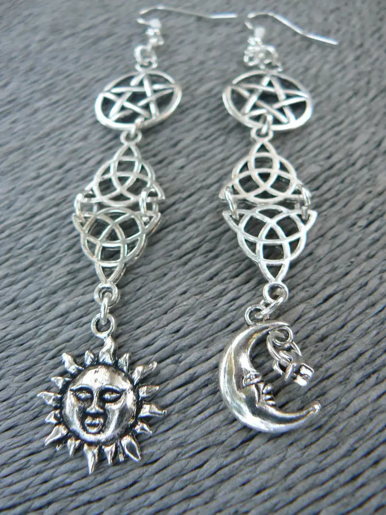 Женские серьги-ведьма Pagan серьги с пятиконечной звездой Солнца и Луны подарочные